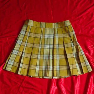 Preppy Wool Plaid Tennis Pleated Skirt Uniform School College Girl Yellow